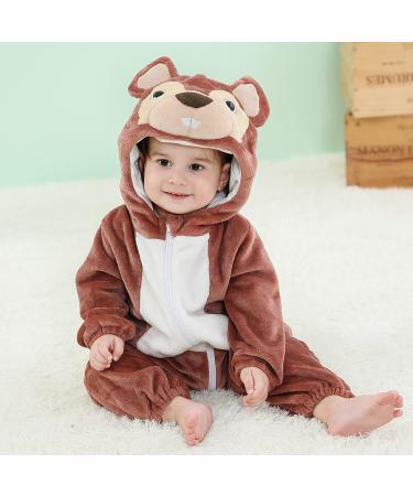 COOKY.D Unisex Winter Hooded Romper Jumpsuit 6-12 Months - Squirrel Design - Buy Online on SooperMarket.com