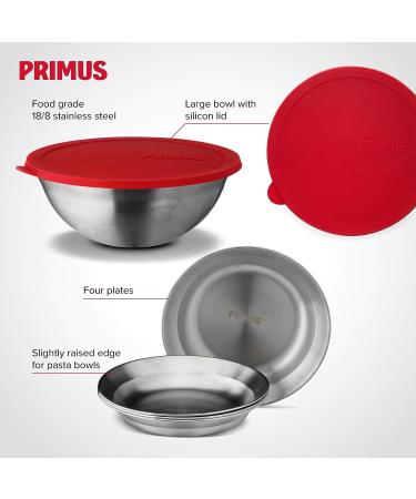 Primus CampFire Serving Kit: Stainless Steel Plates, Bowl, and Silicone Lid for Camping - Buy Online on SooperMarket.com