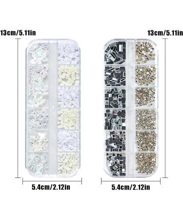 3D Nail Charms 2 Boxes Multi-Shape Aurora Bow Butterfly Nail Art Charms Nail Pearls Rhinestones Nail Gems for Nail Art Decoration DIY Crafts (B) - Buy Online on SooperMarket.com