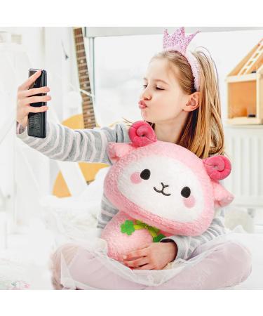 Mewaii 8'' Soft Pink Sheep Mushroom Pillow - Cuddly White Cow Plush Toy for Kids - Buy Online on SooperMarket.com