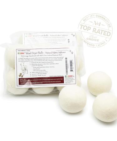 Premium XL Organic Wool Dryer Balls - 6 Pack | Eco-Friendly Unscented Non-Toxic Felt Laundry Balls | Anti-Static & Chemical-Free - 100% Natural New Zealand Wool - Buy Online on SooperMarket.com
