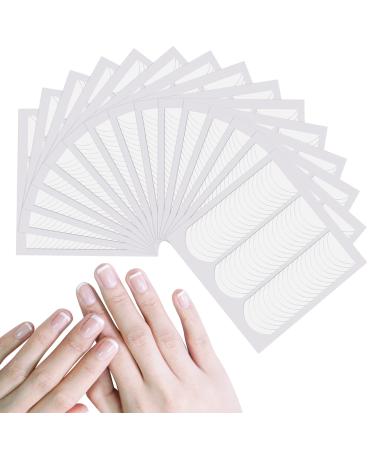 Hanyousheng 1350 Pcs French Nail stickers 25Sheets French Manicure Stickers French Tip Stickers Self-Adhesive Nail Stickers for French Manicure for Manicure Decoration DIY Tools (Moon Shape Design)