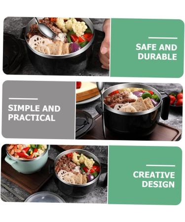 Zerodeko 1 Set Instant Noodle Bowl Food Containers Noodle Bowl with Lid Bowl with Tableware Japanese Ramen Noodles Salad Bowl Lidded Food Bowl Child Chopsticks Stainless Steel 18.50X15.50X11.50CM Black - Buy Online on SooperMarket.com