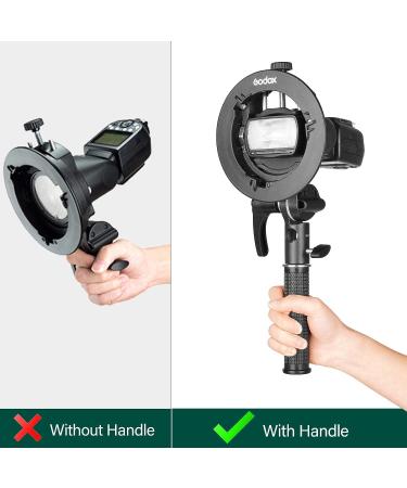 GODOX S2 Speedlite Bracket Bowens Mount Holder with Cold Shoe Flash Mount for Godox V1, AD200Pro, AD200, AD400Pro, V860II, TT350, TT685, TT600 Series Flash - Buy Online on SooperMarket.com