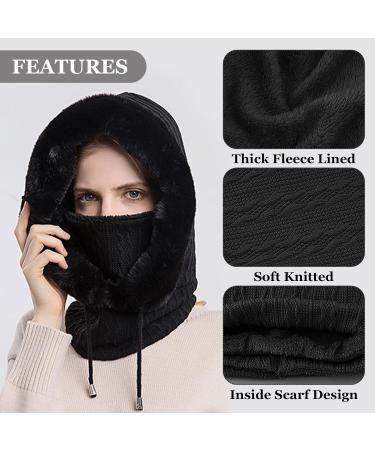Feoya Storm Hood Ladies Balaclava - Winter Warm Fleece Ski Cap & Neck Warmer - Black Cycling Hat & Scarf - Buy Online on SooperMarket.com