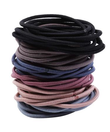 Tevkmuzz 100 Pieces Elastic Hair Ties Multicolor Hair Elastic Bands Ponytail Holders 3mm Hair Bands Hair Bobbles for Women Girls (Multicolor)