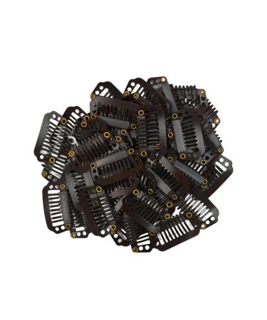 50 Pieces Dark Brown Hair Extensions Clips - 28mm 9-Teeth Rubber Metal Snap Clips for Wigs - Buy Online on SooperMarket.com