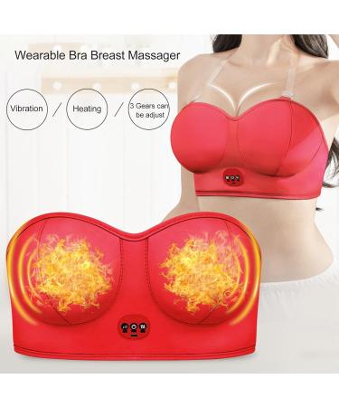 HOHXFYP USB Breast Massager Cotton Electric Vibration Breast Enlargement Bra Wearable Bust Lift Enhancer Machine Shoulder Strap Included Red - Buy Online on SooperMarket.com