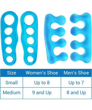 ViveSole Toe Stretchers Separators (4 Pieces) - Gel Therapeutic Spa Spacer for Bunions, Hammer Toe, Plantar Fasciitis - Metatarsal Pain Relief - Blue Medium - Buy Online on SooperMarket.com