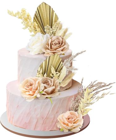 28 Pcs Vintage Boho Rose Cake Topper Kit - Dried Faux Flower Decor for Bohemian Wedding, Bridal, Baby Shower, Birthday Party Supplies - Buy Online on SooperMarket.com
