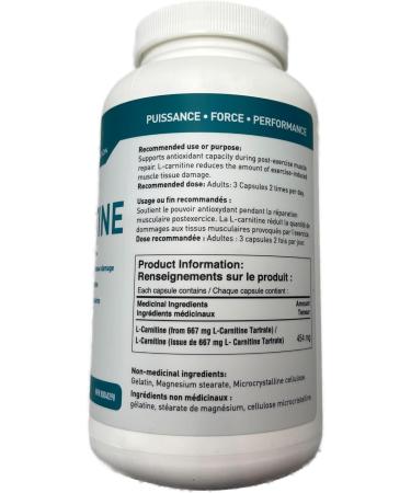 Tested Nutrition L-Carnitine Capsules | 454mg L-Carnitine Tartrate per Capsule | Stimulant Free Weight Loss Support Muscle Recovery Energy Metabolism Booster | 60 Servings (180 Capsules) - Buy Online on SooperMarket.com