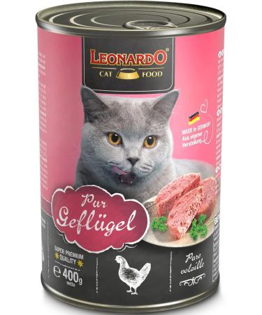 LEONARDO Grain-Free Wet Cat Food | Pure Poultry 6x400g Cans | Complete Diet | Made in Germany - Buy Online on SooperMarket.com