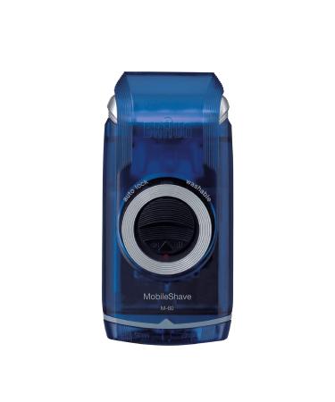 Braun PocketGo Mobile Shave Electric Travel Shaver For On The Go Fully Washable Portable Shaver With Travel Lock M60 Blue M-60b