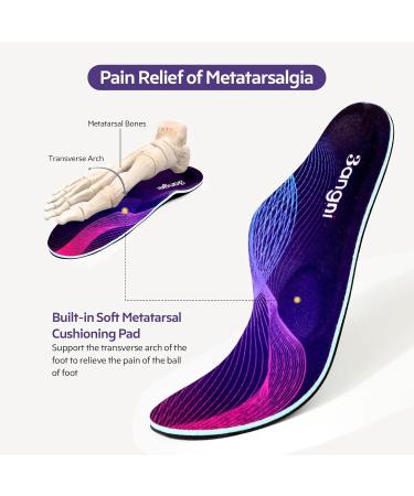 3angni Orthopedic Insoles for Flat Feet - Heel Spur & Plantar Fasciitis Relief | EU Size 47-48 | Unisex Comfort Shoe Insoles - Buy Online on SooperMarket.com