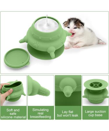 MoYouno Newborn Pet Feeder Set - 4 Teats Puppy Bottles & Silicone Milk Bowl 150 ML - Ideal for Nursing Puppy, Kitten, Squirrels - Green - Buy Online on SooperMarket.com