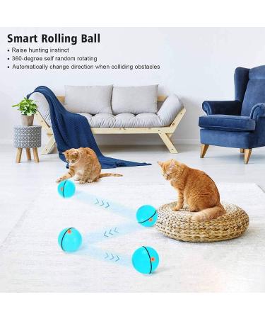 WWVVPET Interactive Cat Toy Ball with LED Light - 360 Self-Rotating USB Rechargeable | Fun Hunting Instinct Stimulation for Cats - Buy Online on SooperMarket.com