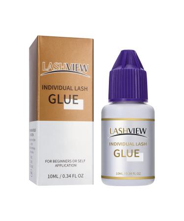 LASHVIEW Individual Lash Glue DIY Lash Extension Glue Black Eyelash Glue Adhesive for Individual Cluster Lashes 10ML