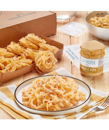 Double Portion Gourmet Tagliatelle with Cacio e Pepe Sauce | Italian Artisan Dried Egg Pasta | Restaurant-Quality Dish Ready in 6 Minutes - Buy Online on SooperMarket.com