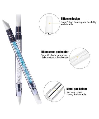 Sularpek 5Pcs Silicone Nail Art Acrylic Pen Brushes - Rhinestone Handle Double-Ended Nail Art Pen for 3D Design, Foil Carving, Drawing, and Dotting Tools - Buy Online on SooperMarket.com