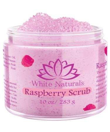 Organic Raspberry Scrub Natural Exfoliating Salt Body & Face Scrub Pure Exfoliator Helps with Moisturizing Skin Cellulite Dead Skin Cells Deep Cleansing Moisturizes 10 oz
