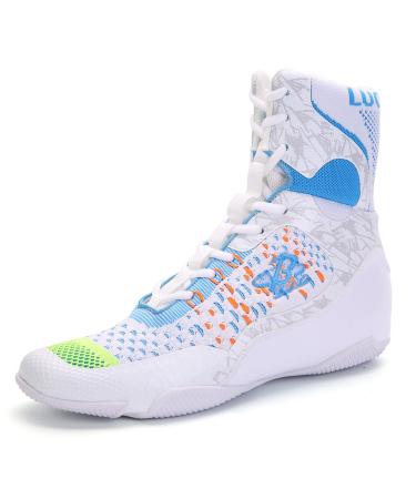 B LUCK SHOE Boxing Shoes for Men and Women Breathable and Lightweight Wrestling Training Shoes 45 EU White