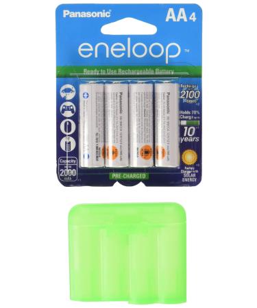 Eneloop QS-RXXW-NU9Y Newest Version 4th Generation AA NiMH Pre-charged 2100 Times Rechargeable Battery with Holder Pack of 4