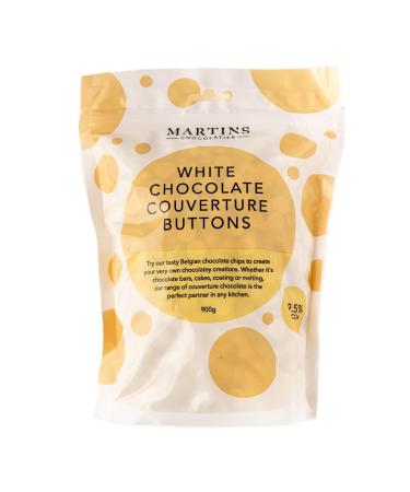 Martins Chocolatier Belgian Chocolate Buttons (900g) | Chocolate Chips | Chocolate Callets | Suitable for Chocolate Fountain Chocolate Moulds (White Chocolate) White Chocolate 900 g (Pack of 1)