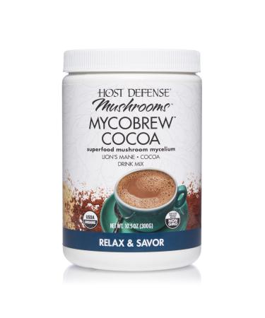 Host Defense, MycoBrew Cocoa Drink Mix, Supports Calm and Relaxation, With Lions Mane Mushroom, 10.5oz Cocoa 1 Count (Pack of 1)