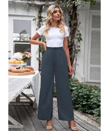 Vetinee High Waisted Wide Leg Casual Dress Pants with Pockets - Folkstone Gray - Buy Online on SooperMarket.com