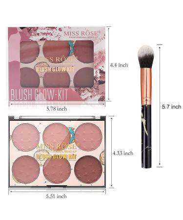 KAYNEST 6 Colors Matte Blush Palette with Marble Makeup Brush - Rose Pink Light-Luxury Contour & Highlight Face Palette (#B) - Buy Online on SooperMarket.com