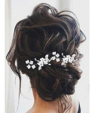 Silver Crystal Flower Bride Wedding Hair Pins - Pack of 2 | Bridal Hair Accessories for Women and Girls - Buy Online on SooperMarket.com