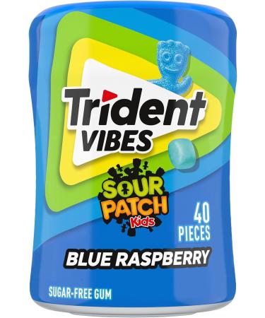 Trident - Vibes Sour Patch Kids Blue Raspberry Chewing Gum - 6 bottles (240 Pieces) - Sugar-Free Gum Blue Raspberry 40 count (Pack of 6) - Buy Online on SooperMarket.com