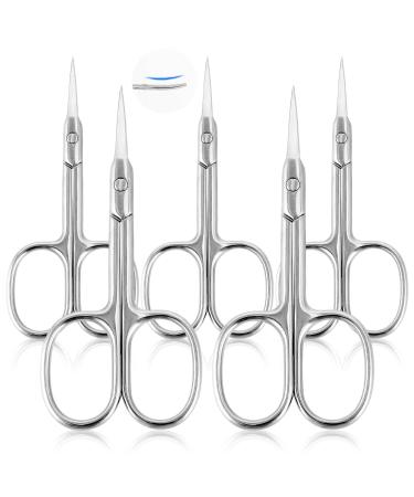 5 Pcs Stainless Steel Eyebrow Scissors Cuticle Curved Scissors Manicure Scissors Facial Hair Grooming Scissors for Eyebrow Beard Nose Hair Eyelashes