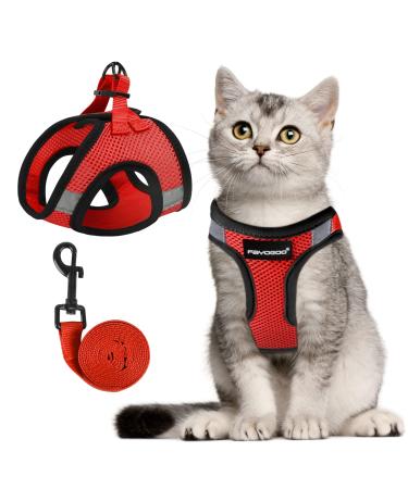 Fayogoo cat dishes Cat linen dishes for cats cat dishes with a leash with a leash break -away -proof cat dishes Controlling breathable breathable cat leash with reflective stripes red s (1 Pack)