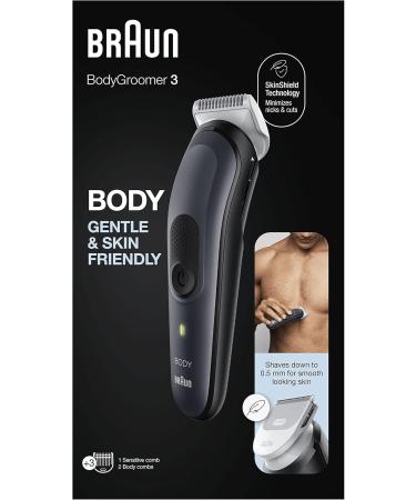 Braun Body Groomer 3 Manscaping Tool For Men With SkinShield Technology Sensitive Comb Wet & Dry 100% Waterproof UK 2 Pin Plug BG3350 Black/Grey - Buy Online on SooperMarket.com