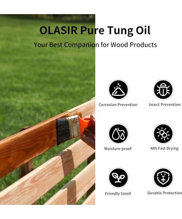 Natural Pure Tung Oil 32 oz - Food Grade Safe Waterproof Finish for Wood Indoor & Outdoor Furniture - Buy Online on SooperMarket.com