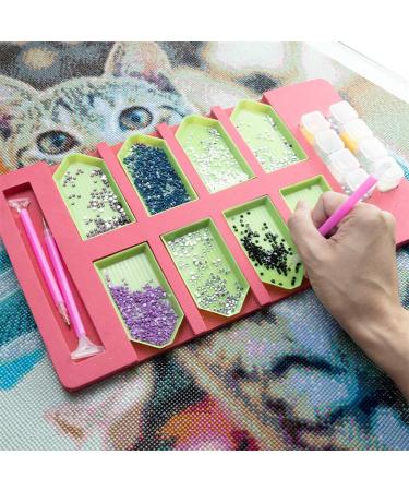 HXYQMMY Diamond Painting Accessories Tray Organizer for Adults, Multi-Boat Holder for Tray Square Bead Storage Containers, Diamond Painting Tools Kits Multi-Batch Ideal Craft Arts (8 Slots Tray)
