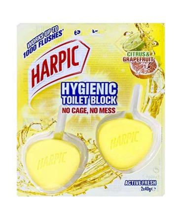 Harpic Hygienic Toilet Block Citrus & Grapefruit Splash 2 x 40g Grapefruit Citrus