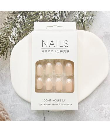 Glossy White French Tip Almond Shape Press-On Nails - Medium Length | Full Cover Acrylic False Nails with Cute Design for Women - Buy Online on SooperMarket.com