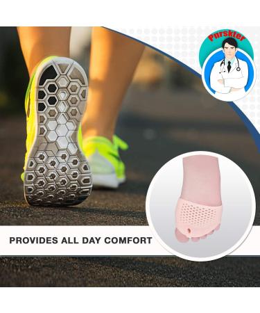 4-Pack Medium-Footed Toe Spreader with Gel Cushion | Breathable Forefoot Pain Relief for Diabetic Feet - Skin Color - Buy Online on SooperMarket.com