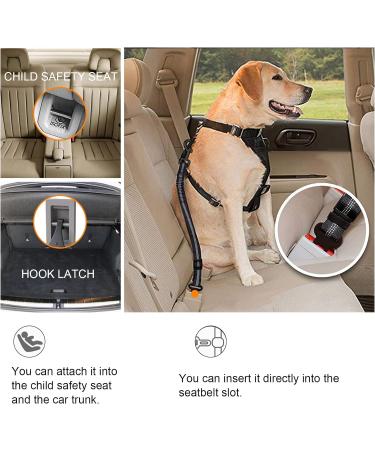 Adjustable Dog Seat Belt - 2-Piece 3-in-1 Reflective Bungee Car Harness for All Breeds | Universal Fit Buckle Hook (Black) - Buy Online on SooperMarket.com