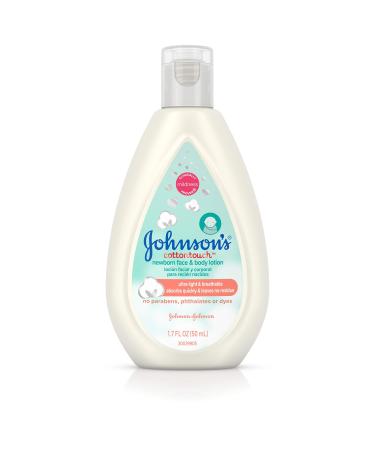 Johnson's CottonTouch Newborn Baby Face and Body Lotion  Made with Real Cotton  1.7 fl. oz