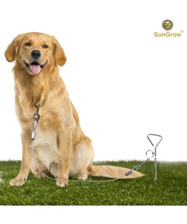 SunGrow Heavy-Duty Steel Dog Tie-Out Cable and Stake Spiral Ground Anchor Spike with 360 Rotating Ring Dog Tether Travel Accessories Outdoor Yard Camping Accessories for Dogs up to 80 Pounds - Buy Online on SooperMarket.com