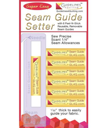 Guidelines4quilting - Super Easy Seam Guide Setter - 1 Seam Guide Setter (4  x 1  x 1/16 ) & 6 Seam Guides - Take the Guesswork out of Achieving Precise    Seams.