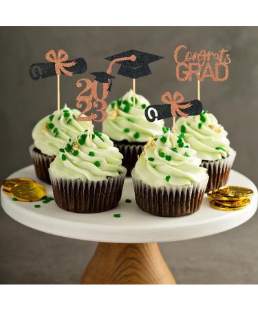 BAOK Graduation Cupcake Toppers - Graduation Theme Cupcake Toppers Class of 2023 Graduation Caps Cupcake Picks for Party Cake Decorations Supplies Rose Gold - Buy Online on SooperMarket.com