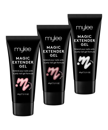 MYGEL by Mylee Magic Extender Gel Set 3x60g - Perfect Pink Nearly Nude Clear Long Lasting Natural Look Nail extension gel Beginners & Salon Professionals Acrylic Thickening Builder Nail Art
