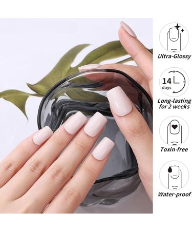 Beautfave 16Pcs Semi Cured Gel Nail Strips - Self Adhesive White Nail Wraps with File & Stick - Greywhite | UV/LED Lamp Required - Buy Online on SooperMarket.com