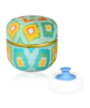 WEMEGA Body Powder Case with Powder Puff Powder Container Tea Box for Baby and Women Powder Puff and Powder Case for Travel (Baby Green)