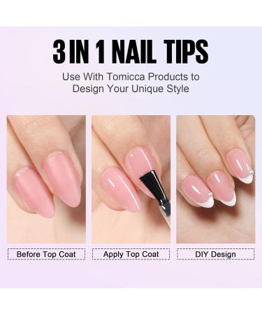 TOMICCA Soft Gel Nail Tips and Glue Kit | Easy DIY Nail Art Set with Almond Nail Tips, Gel Glue, Top Coat, and UV LED Lamp - Pink - Buy Online on SooperMarket.com