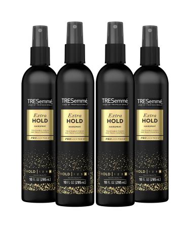 TRESemm Tres Two Spray with Extra Hold Non-Aerosol Hairspray 10 oz Extra-Firm Control Strong Hold with Touchable Feel Humidity Resistant Frizz Control Pack of 4 Pump Bottles
